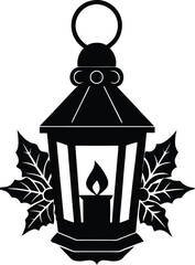 Christmas lantern silhouette vector graphic design