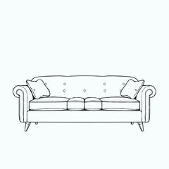 sofa set line art isolated on white background