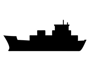 Silhouette of a Cargo Ship Ferry Vessel in a Clean Minimalist Design