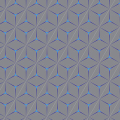 Geometric pattern with hexagonal and cube shapes in shades of blue and grey