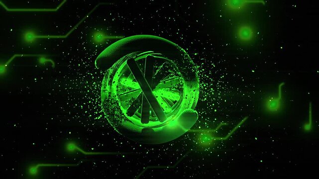 DNA Animation Seamless looping. Create DNA with green light to convey technology. Can be used in cosmetic industry or science.  3D Render.