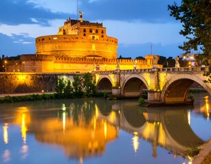 Fototapeta premium Ancient Roman landmark at twilight