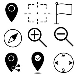 シンプル位置・マップ系アイコンセット（黒）