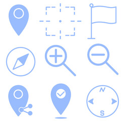 シンプル位置・マップ系アイコンセット（ブルー）
