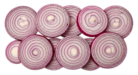 top view onion slice layout minimal style on transparent background PNG file