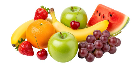 healthy fruit variety clean design top view on transparent background PNG file