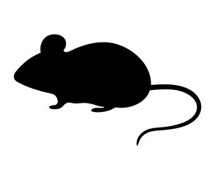 A simple silhouette illustration of a mouse on a plain white background