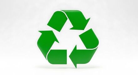 Obraz premium Bright green recycling symbol on a clean white background