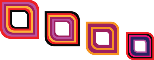 Colorful. Square icon set with rounded borders
 isolated on shape line art vector icon