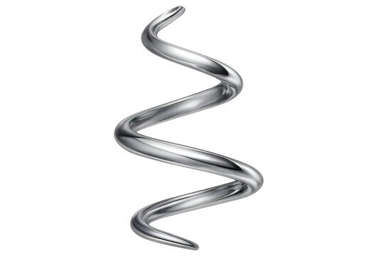 Spinning metallic helical form against transparent backdrop, representing technological innovation - Powered by Adobe