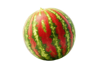 Fototapeta premium Close-up of a perfectly round watermelon, vibrant red and green stripes
