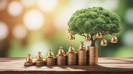 Tax finance budget, Financial accounting. Money bag coin tree growth investment finance saving wealth success prosperity. Payment, Debt, Penalty, Credit Bill, Businessman, Money Office