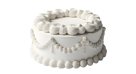 A simple white cake with decorative frosting on a black background isolated shot   ai generative, transparent background, white background.