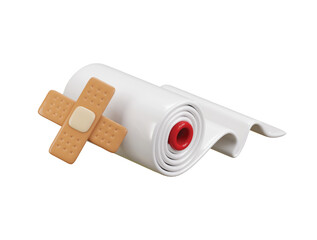 Plaster Bandage first aid icon 3d render concept of medical gauze plaster bandage icon with first aid bandage icon vector illustration