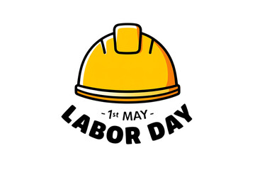 Fototapeta premium A graphic vector illustration for labor day with a yellow hard hat isolated on transparent background