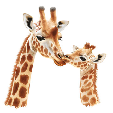 Giraffe With Her Baby Png