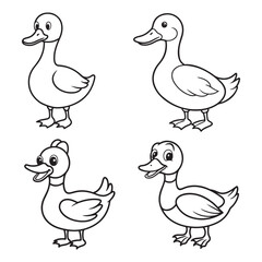 A drawing of a Duck line art illustration