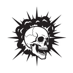 Obraz premium Skull explosion vintage art black white