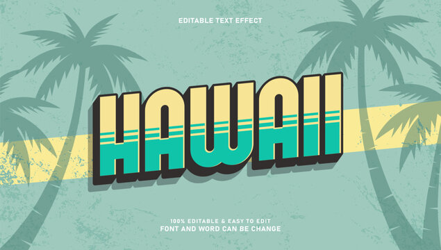 Hawaii Text, editable summer vintage retro text effect