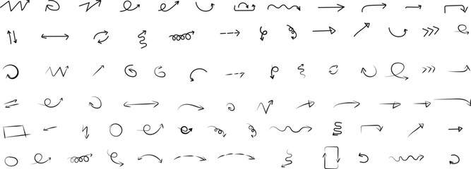 Hand drawn arrow icon, highlight, simple arrow marker, doodle arrow pointer vector illustration