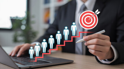 Businessman laptop growth target success career achievement motivation professional office