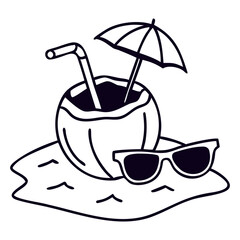 Coconut Drink Close-Up Art & Illustration