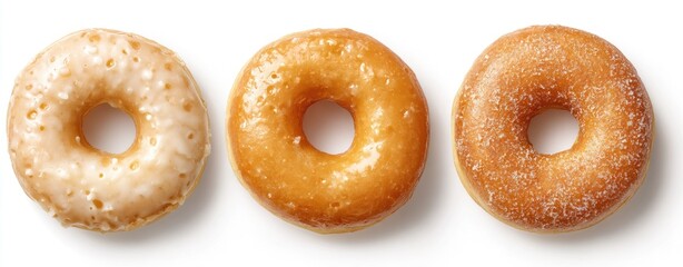 Three glazed donuts in a row