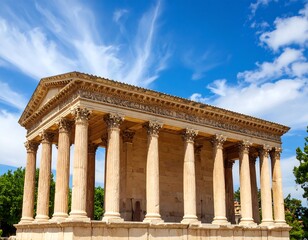 Fototapeta premium Ancient Roman temple under a vibrant sky