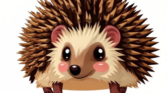Adorable hedgehog cartoon character strolling, showcasing its spiky protection and warm, inviting smile