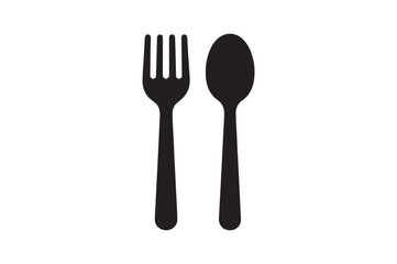 Spoon and Fork icon silhouette vector with white background