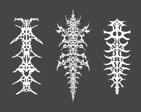 Backbones artwork clip art collection vector streetwear poster element design tattoo ink isolated editable