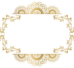Mandala wedding floral ornament gold frame border decorative