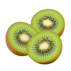 Fototapeta premium Three kiwi slices isolated on transparent background