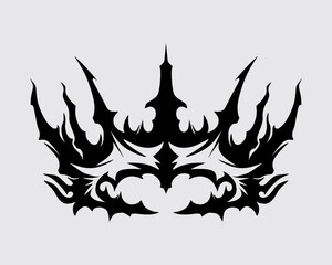 Crown king and queen pince royal kingdom artwork vector logo element sticker, silhouette isolated editable
