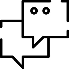Modern Chat Communication Outline Icon Featuring Speech Bubbles and Minimalist Design