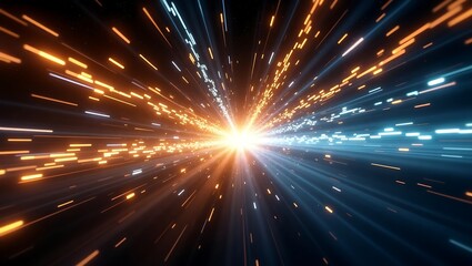 Abstract light speed background hyper space jump digital data stream futuristic technology background image