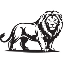 Obraz premium Lion cartoon vector illustration with wild animal head and tribal tattoo style design