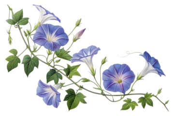 Blue forget me not flowers isolated on white background illustration