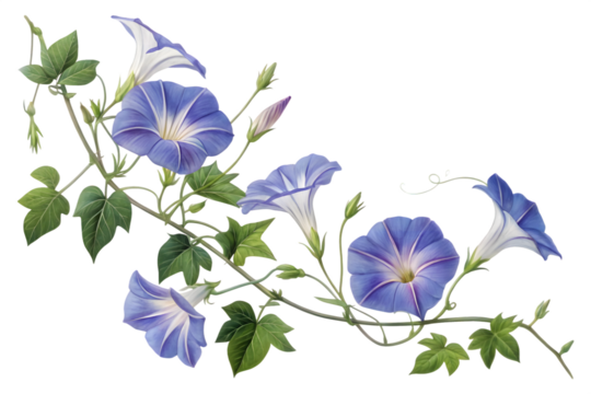 Blue forget me not flowers isolated on white background illustration