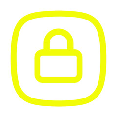 Lock icon in bright yellow color with rounded square background for security representation
