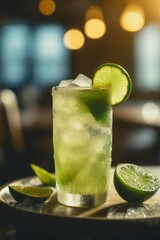 Iced tea with calamansi juice close up background.