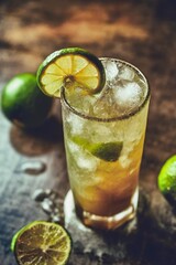Iced tea with calamansi juice close up background.