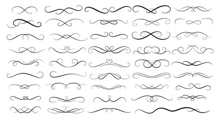 Obraz premium Collection of decorative swirls and flourishes for enhancing graphic design projects