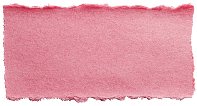 Pink Torn Paper Edge Texture with Rough Edges on Transparent Background