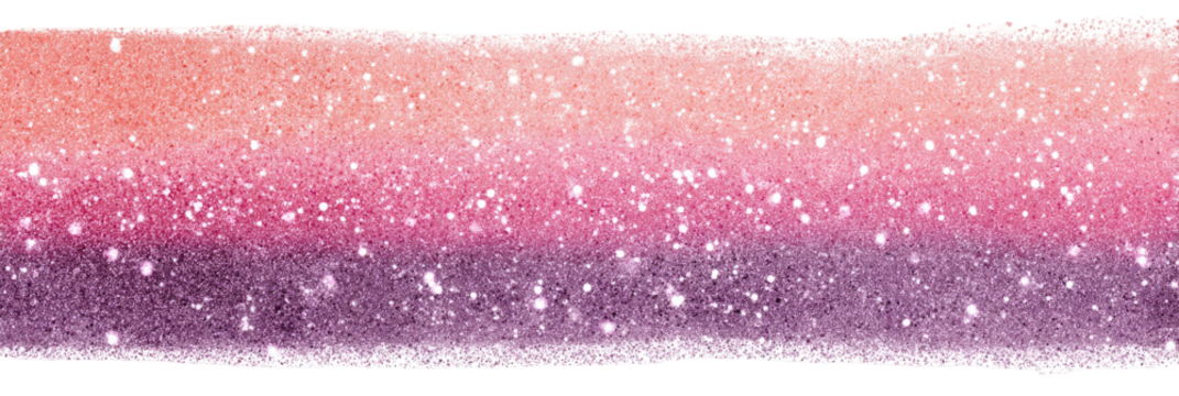 Gradient glitter horizontal bar.  Soft, pastel shades of pink, orange, and purple blend from top to bottom, speckled with tiny white glitter.  Framed by a simple, thin black border