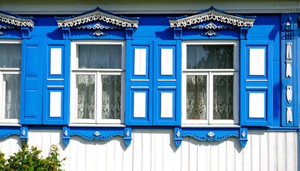 Colorful wooden windows on a traditional house
