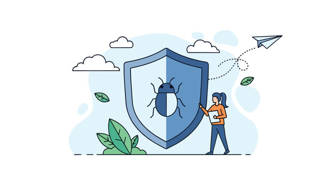 Cybersecurity protection against digital bugs and threats ensuring online safety and data integrity for businesses and individuals