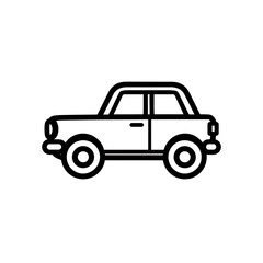 Obraz premium Simple line drawing of a classic car design viewed from the side with bold black outline, concept for transportation illustration, logo design and traffic icon.