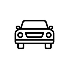 Obraz premium Front view of a car line art illustration on a clean white background, concept for automotive design, transportation app icon and car rental service.