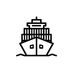 Obraz premium Front view of a container ship icon in outline style, concept for global logistics, cargo transport, and shipping company identity.
